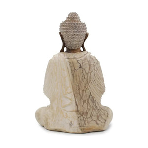 Vue arrière de la Statue Bouddha Namasté en bois de Suar de 40 cm