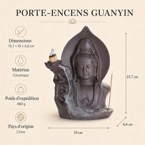 Brûleur d’Encens à Reflux Bouddha Serein en Céramique