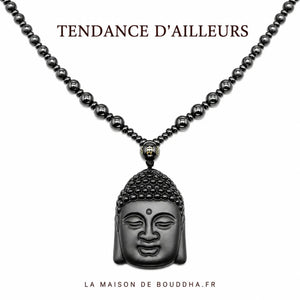 Collier Bouddha Obsidienne de perle Colliers La Maison de Bouddha