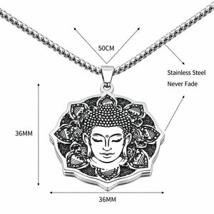Collier zen Bouddha argenté avec pendentif floral style mandala La Maison de Bouddha