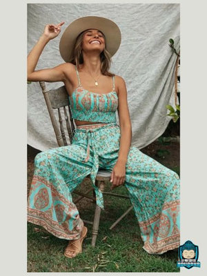 Ensemble-Pantalon-Fluide-et-Haut-Femme-Bleu-Vert-variante-cyan-pantalon-fluide-ceinture-tissu-et-haut-La-Maison-de-Bouddha