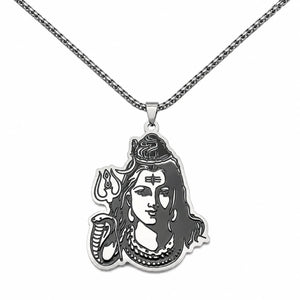 Le Collier de Shiva Parvati argenté avec serpent et trident La Maison de Bouddha