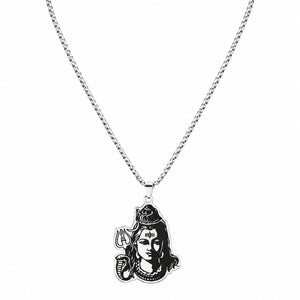 Le Collier de Shiva Parvati argenté avec serpent et trident La Maison de Bouddha