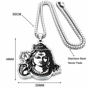 Le Collier de Shiva Parvati argenté avec serpent et trident La Maison de Bouddha