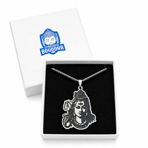 Le Collier de Shiva Parvati argenté avec serpent et trident La Maison de Bouddha