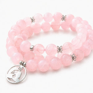 Mala 108 perles en quartz rose naturel – Fabrication française – Bouddha Mala Tibétain La Maison de Bouddha