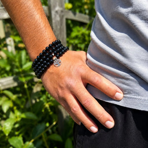 Mala Onyx Noir Naturel 108 Perles 8 mm – Arbre de Vie – Fabrication Française Mala Tibétain La Maison de Bouddha