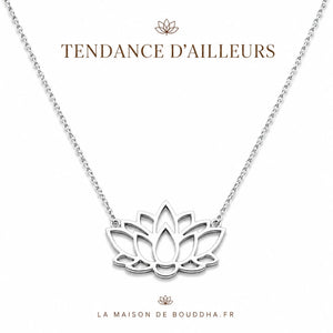 Pendentif avec Fleur de Lotus Argenté Colliers La Maison de Bouddha