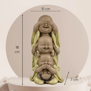 Dimensions de la statue 3 Bouddhas rieurs – 10 x 7 x 18 cm