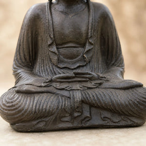 Statue Bouddha Assis Brun Antique en Béton – 42 cm La Maison de Bouddha