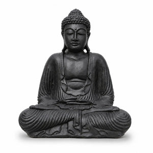 Statue Bouddha Assis Noire en Béton – 42 cm La Maison de Bouddha