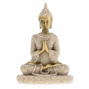 Statuette Bouddha Assis Anjali en Résine Effet Pierre – 8 cm La Maison de Bouddha