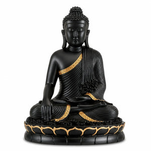 Statuette Bouddha Assis Noir et Or en Résine – 20 cm 200044142 La Maison de Bouddha