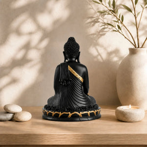 Statuette Bouddha Assis Noir et Or en Résine – 20 cm 200044142 La Maison de Bouddha