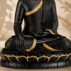 Statuette Bouddha Assis Noir et Or en Résine – 20 cm 200044142 La Maison de Bouddha