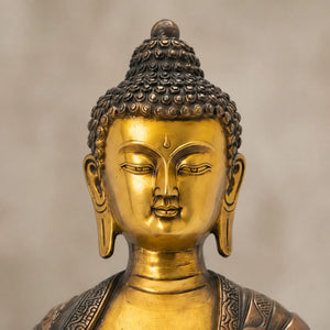 Statuette Bouddha Assis en Cuivre et Laiton – 21 cm La Maison de Bouddha