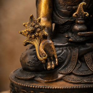 Statuette Bouddha Assis en Cuivre et Laiton – 21 cm La Maison de Bouddha