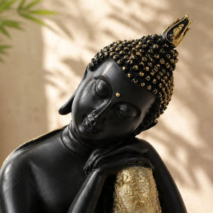 Statuette Bouddha Thaïlandais Penseur Noir et Or – 20 cm La Maison de Bouddha