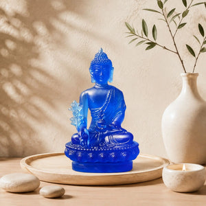 Statuette Bouddha de Médecine Bleue en Résine – 13 cm La Maison de Bouddha
