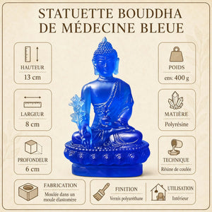 Statuette Bouddha de Médecine Bleue en Résine – 13 cm La Maison de Bouddha