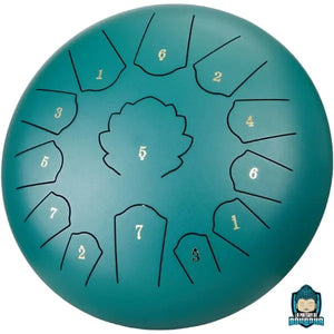 Tongue-Drum-13-Notes-Do-majeur-12-Pouces-vert-photo-de face-La-Maison-de-Bouddha