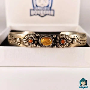 Bracelet Jonc Tibetain et Oeil de Tigre Naturelle