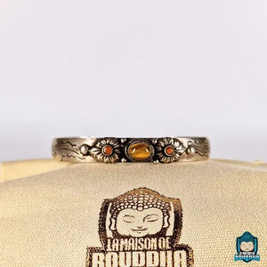 Bracelet Jonc Tibetain et Oeil de Tigre Naturelle