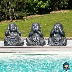 3 Bouddhas de la Sagesse Jardin Gris La Maison de Bouddha
