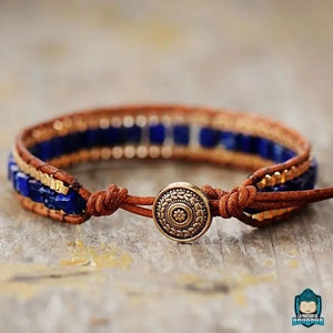 Bracelet Cuir et Lapis Lazuli La Maison de Bouddha