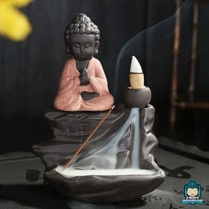 Brule-Encens-Bouddha-Noir-en-ceramique-robe-rouge-taille-environ-hauteur-9-cm-longueur-12-cm-largeur-6-cm-poids-470-grammes