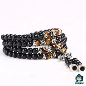 Mala Obsidienne il de Tigre La Maison de Bouddha
