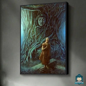 Peinture sur toile moine bouddhiste La Maison de Bouddha