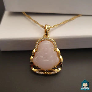 Pendentif-Bouddha-chinois-Quartz-Rose-et-chaine-torsadee-Or-18k-La-Maison-de-Bouddha
