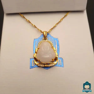 Pendentif-Bouddha-chinois-Quartz-Rose-et-chaine-torsadee-Or-18karats-La-Maison-de-Bouddha