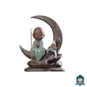 Porte Encens Moine Bouddhiste Croissant de Lune La Maison de Bouddha