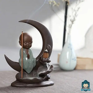 Porte Encens Moine Bouddhiste Croissant de Lune La Maison de Bouddha