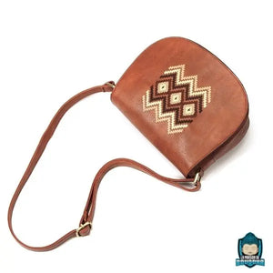 Sac Bandoulière Besace Cuir Marron Synthétique Motif Ethnique Sacs à main La Maison de Bouddha