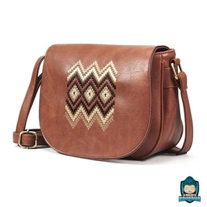 Sac Bandoulière Besace Cuir Marron Synthétique Motif Ethnique Sacs à main La Maison de Bouddha