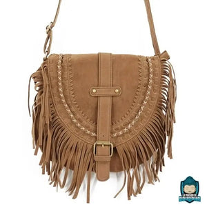 Sac Daim Frange Camel à Bandoulière Sacs à main La Maison de Bouddha