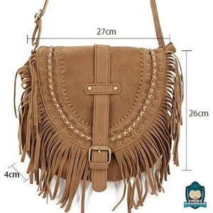 Sac Daim Frange Camel à Bandoulière Sacs à main La Maison de Bouddha