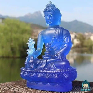 Statue Bouddha Akshobhya Bleu En Résine La Maison de Bouddha