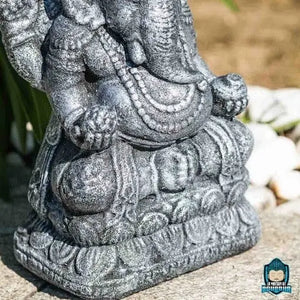 Statue Ganesh Résine Gris Patiné La Maison de Bouddha
