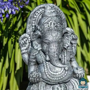 Statue Ganesh Résine Gris Patiné La Maison de Bouddha