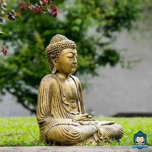 Statuette Bouddha Assis Résine Doré 42cm La Maison de Bouddha