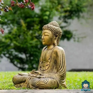 Statuette Bouddha Assis Résine Doré 42cm La Maison de Bouddha
