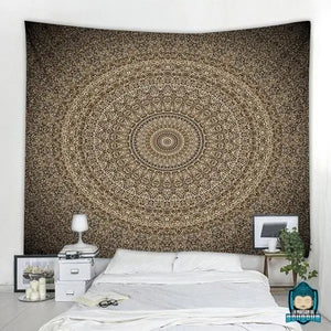 Tenture-Murale-Indienne-Mandala-en-polyester-coloris-marron