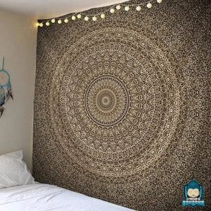 Tenture-Murale-Indienne-Mandala-en-polyester-couleur-terre