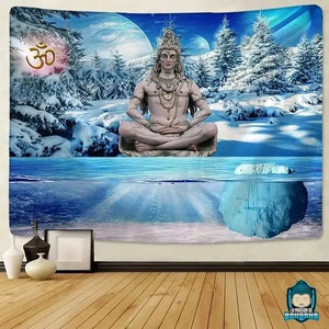 Tenture-Shiva-Couleur-Bleu-Arctique-tapisserie-murale-toile-en-polyester