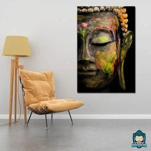 Toile Visage de Bouddha Peint La Maison de Bouddha