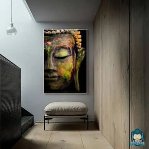 Toile Visage de Bouddha Peint La Maison de Bouddha